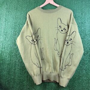 Cozy Green Cat Sweater